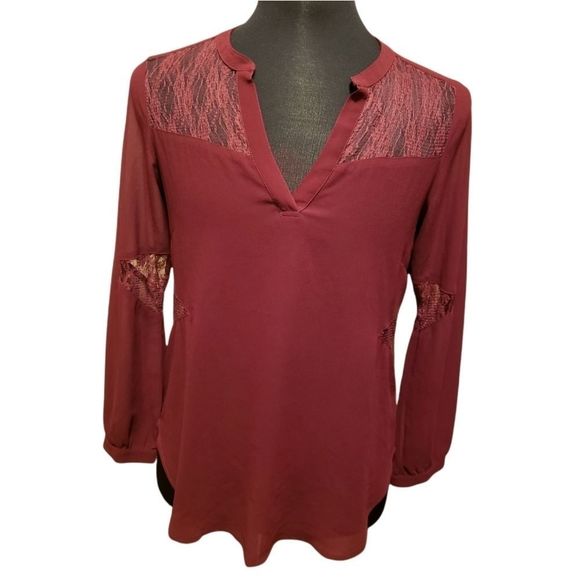 Lush Tops - Lush Chiffon And Lace Top